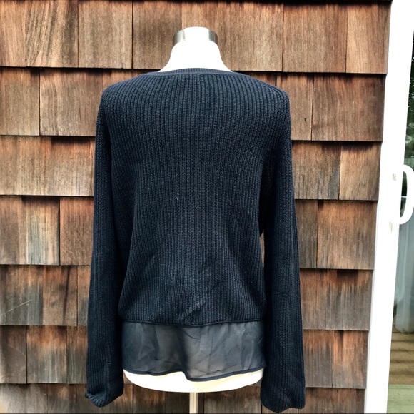 Banana Republic Black Knit Sweater Sheer Hem *Aa5 - Picture 4 of 7